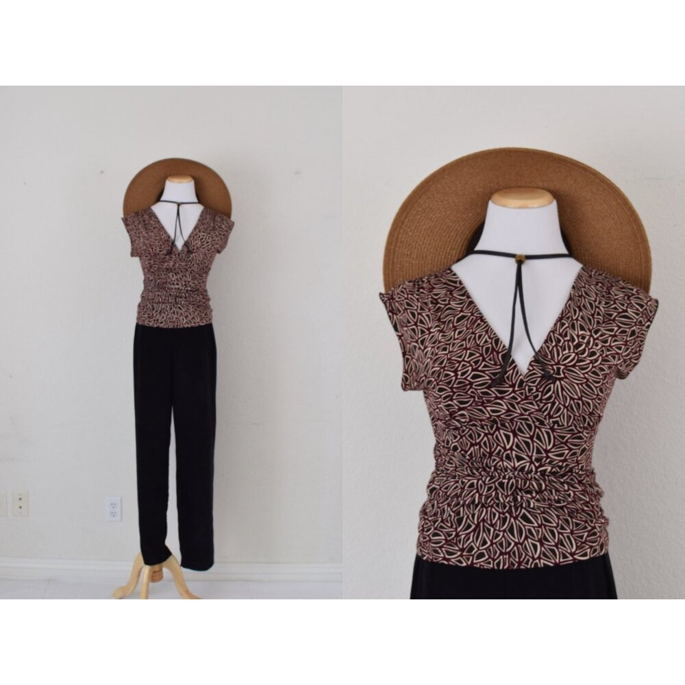 Vintage 90s Pullover Wrap Abstract Blouse | size‎ Medium